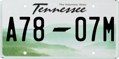 TN license plate A7807M