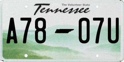 TN license plate A7807U