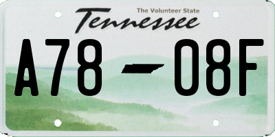 TN license plate A7808F