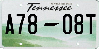 TN license plate A7808T