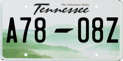 TN license plate A7808Z