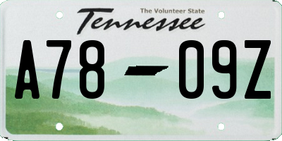 TN license plate A7809Z