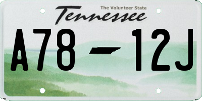 TN license plate A7812J