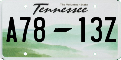 TN license plate A7813Z
