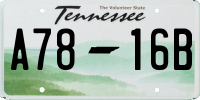 TN license plate A7816B