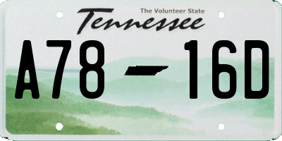 TN license plate A7816D