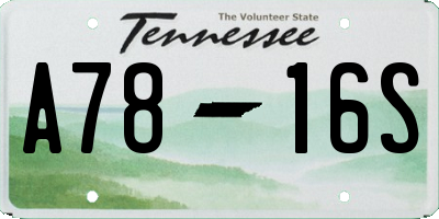 TN license plate A7816S