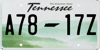 TN license plate A7817Z