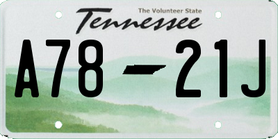 TN license plate A7821J