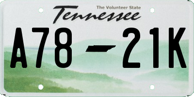 TN license plate A7821K