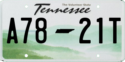 TN license plate A7821T