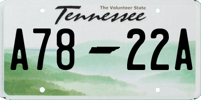 TN license plate A7822A