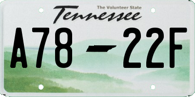 TN license plate A7822F