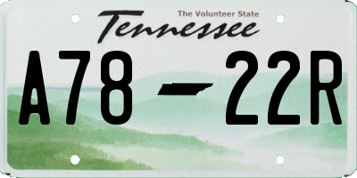 TN license plate A7822R