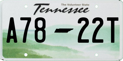 TN license plate A7822T