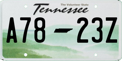 TN license plate A7823Z