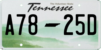 TN license plate A7825D