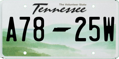 TN license plate A7825W