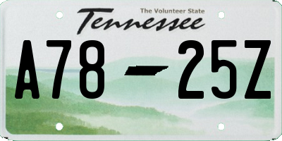 TN license plate A7825Z