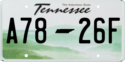 TN license plate A7826F