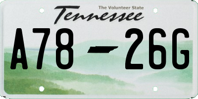 TN license plate A7826G