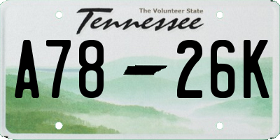 TN license plate A7826K