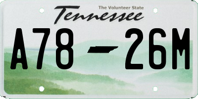TN license plate A7826M