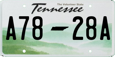 TN license plate A7828A