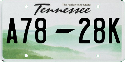 TN license plate A7828K