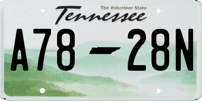 TN license plate A7828N