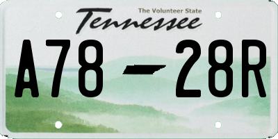 TN license plate A7828R