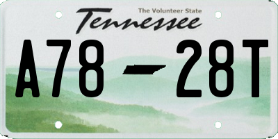 TN license plate A7828T
