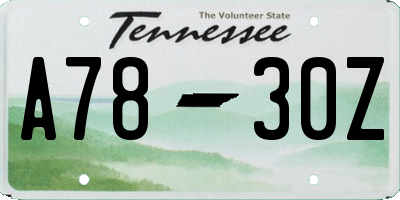 TN license plate A7830Z