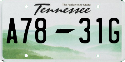 TN license plate A7831G