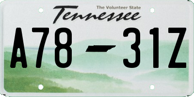 TN license plate A7831Z