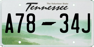 TN license plate A7834J
