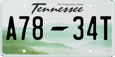TN license plate A7834T
