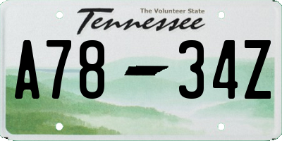 TN license plate A7834Z