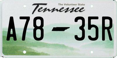 TN license plate A7835R