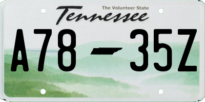 TN license plate A7835Z