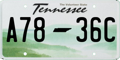 TN license plate A7836C