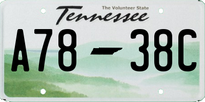 TN license plate A7838C