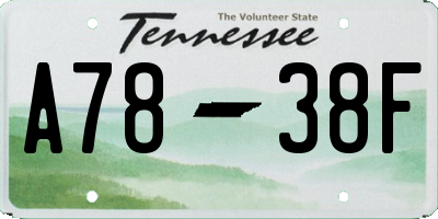 TN license plate A7838F