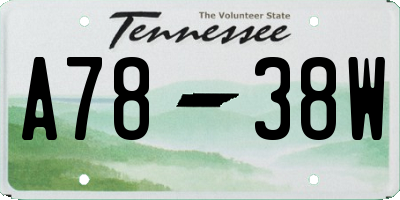 TN license plate A7838W