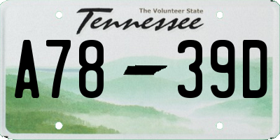 TN license plate A7839D