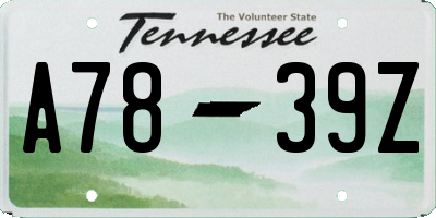 TN license plate A7839Z