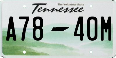 TN license plate A7840M