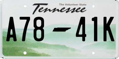 TN license plate A7841K