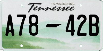 TN license plate A7842B