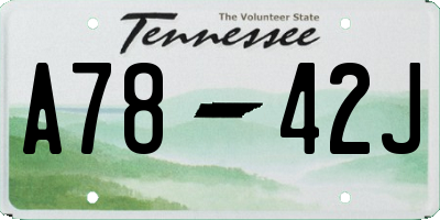 TN license plate A7842J